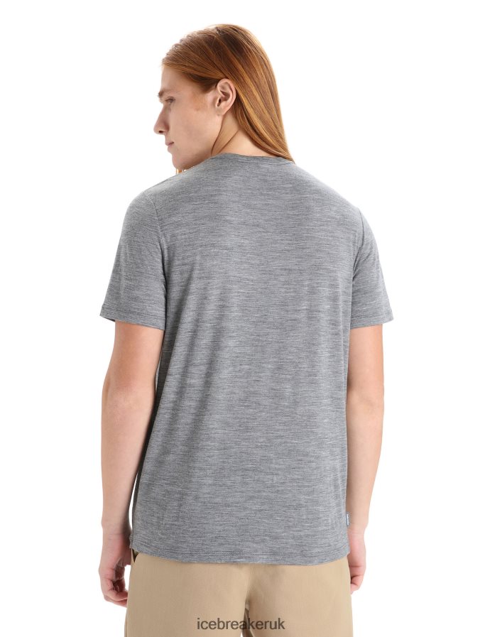 Icebreaker Men Merino Tech Lite II Short Sleeve T-Shirt Cadence Paths Z04NXR59 Clothing Gritstone Heather - Image 2