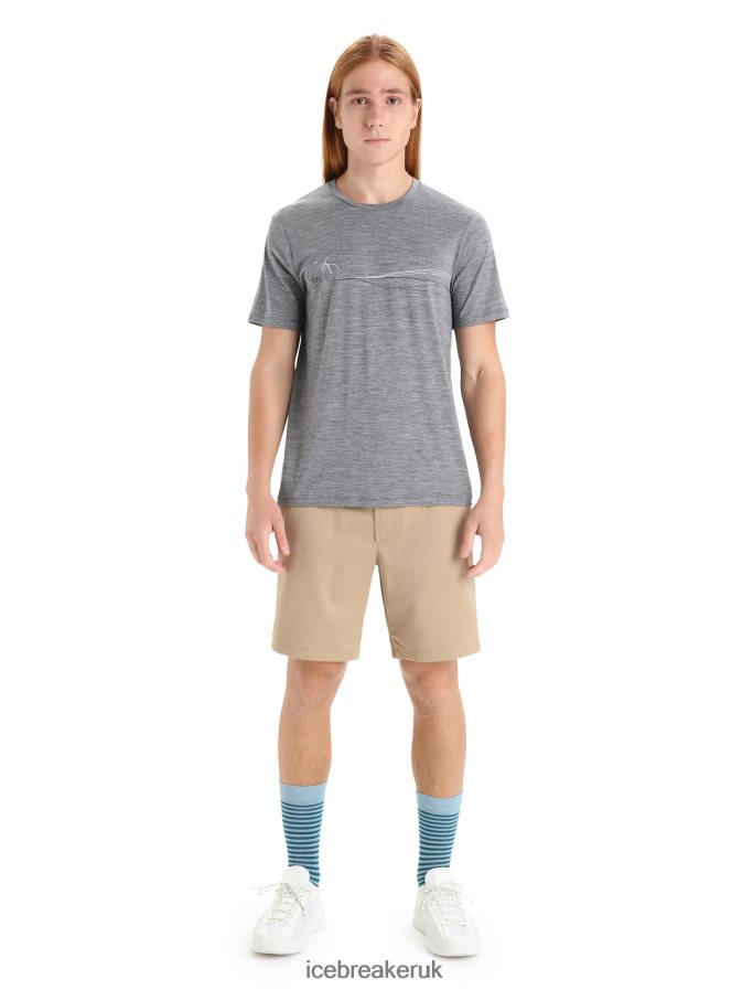 Icebreaker Men Merino Tech Lite II Short Sleeve T-Shirt Cadence Paths Z04NXR59 Clothing Gritstone Heather - Image 3