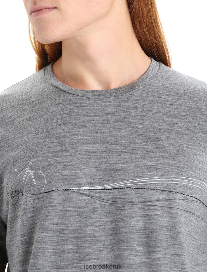 Icebreaker Men Merino Tech Lite II Short Sleeve T-Shirt Cadence Paths Z04NXR59 Clothing Gritstone Heather - Image 4