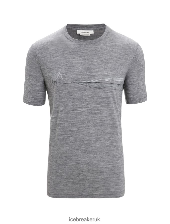 Icebreaker Men Merino Tech Lite II Short Sleeve T-Shirt Cadence Paths Z04NXR59 Clothing Gritstone Heather - Image 6
