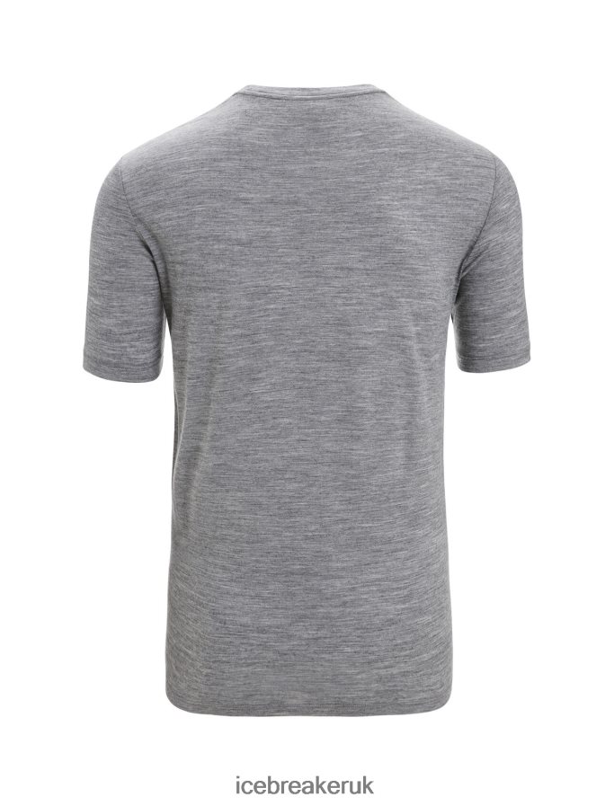 Icebreaker Men Merino Tech Lite II Short Sleeve T-Shirt Cadence Paths Z04NXR59 Clothing Gritstone Heather - Image 7
