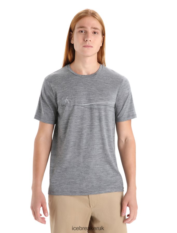 Icebreaker Men Merino Tech Lite II Short Sleeve T-Shirt Cadence Paths Z04NXR59 Clothing Gritstone Heather - Image 1