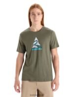 Icebreaker Men Merino Tech Lite II Short Sleeve T-Shirt Camping Grounds Z04NXR74 Clothing Loden