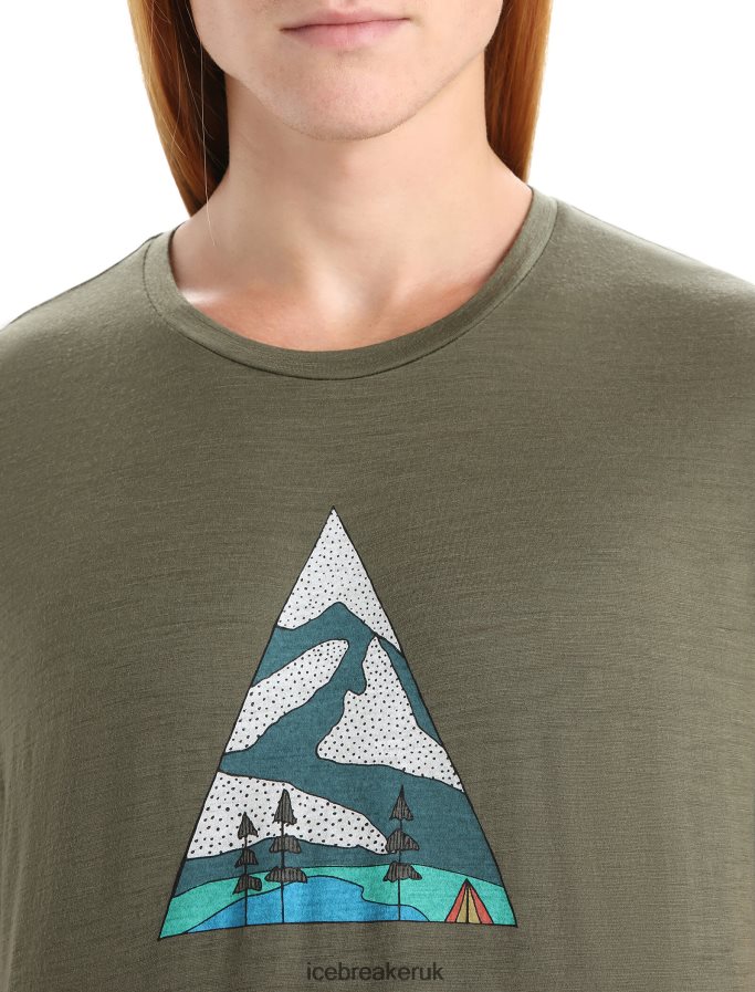 Icebreaker Men Merino Tech Lite II Short Sleeve T-Shirt Camping Grounds Z04NXR74 Clothing Loden - Image 4