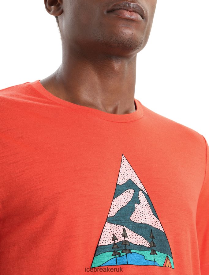 Icebreaker Men Merino Tech Lite II Short Sleeve T-Shirt Camping Grounds Z04NXR75 Clothing Vibrant Earth - Image 3