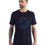 Icebreaker Men Merino Tech Lite II Short Sleeve T-Shirt Canopy Camper Z04NXR489 Clothing Midnight Navy