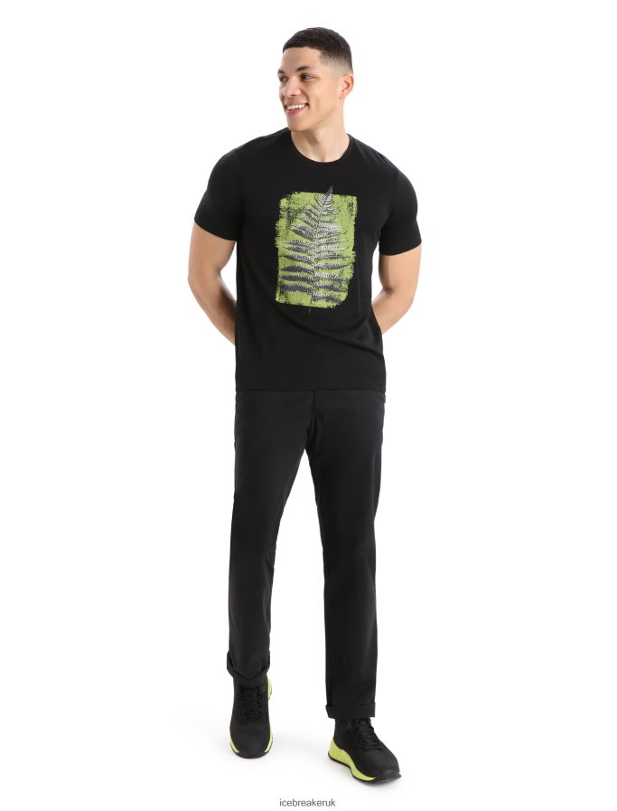 Icebreaker Men Merino Tech Lite II Short Sleeve T-Shirt Fern Imprint Z04NXR341 Clothing Black - Image 2