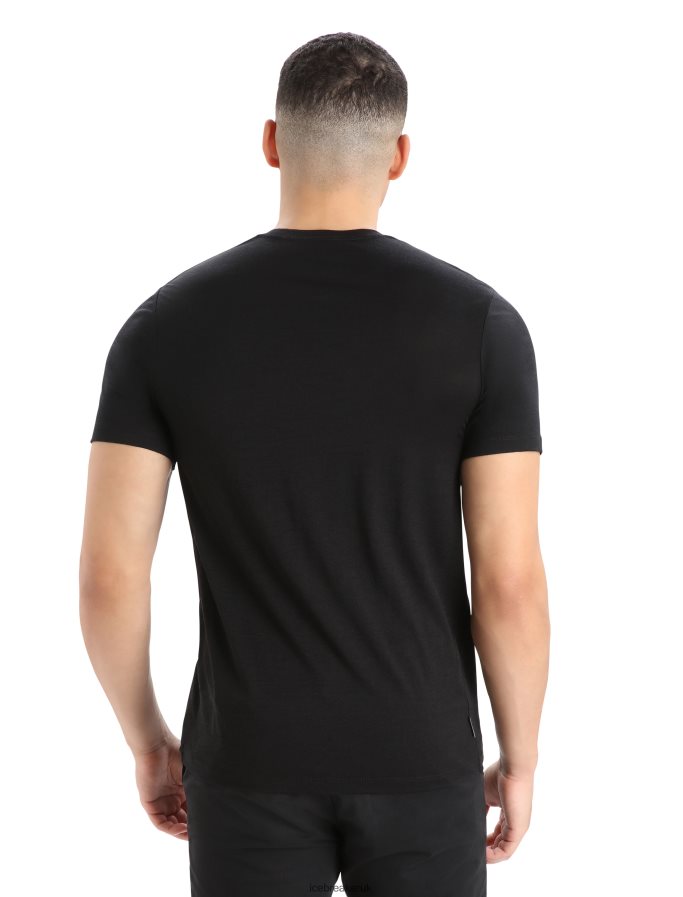 Icebreaker Men Merino Tech Lite II Short Sleeve T-Shirt Fern Imprint Z04NXR341 Clothing Black - Image 3