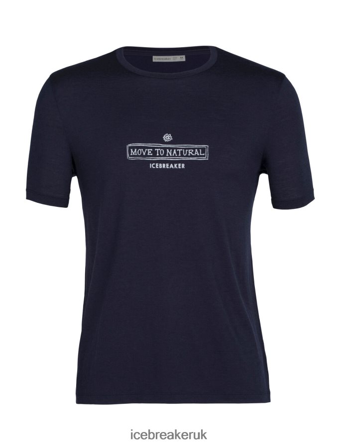Icebreaker Men Merino Tech Lite II Short Sleeve T-Shirt Grown Down South Z04NXR484 Clothing Midnight Navy - Image 6