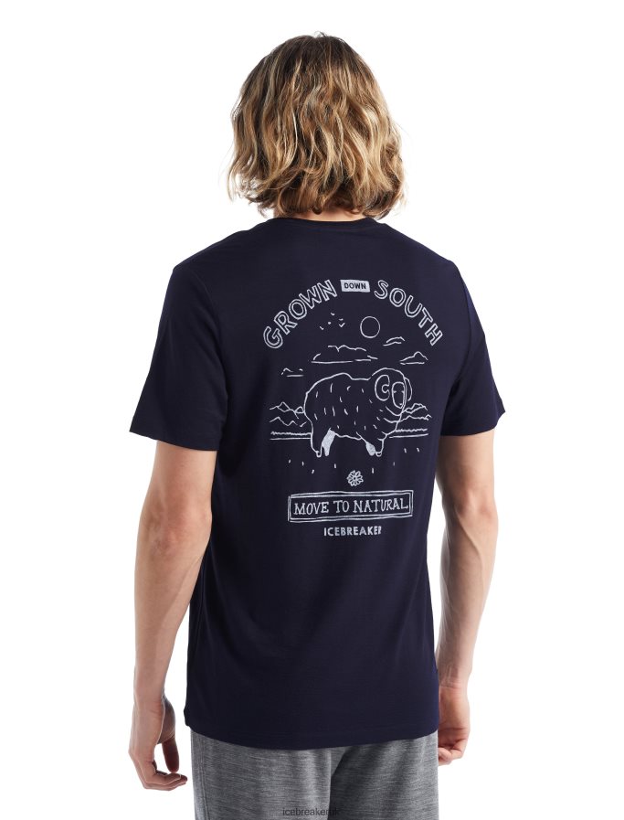 Icebreaker Men Merino Tech Lite II Short Sleeve T-Shirt Grown Down South Z04NXR484 Clothing Midnight Navy - Image 1