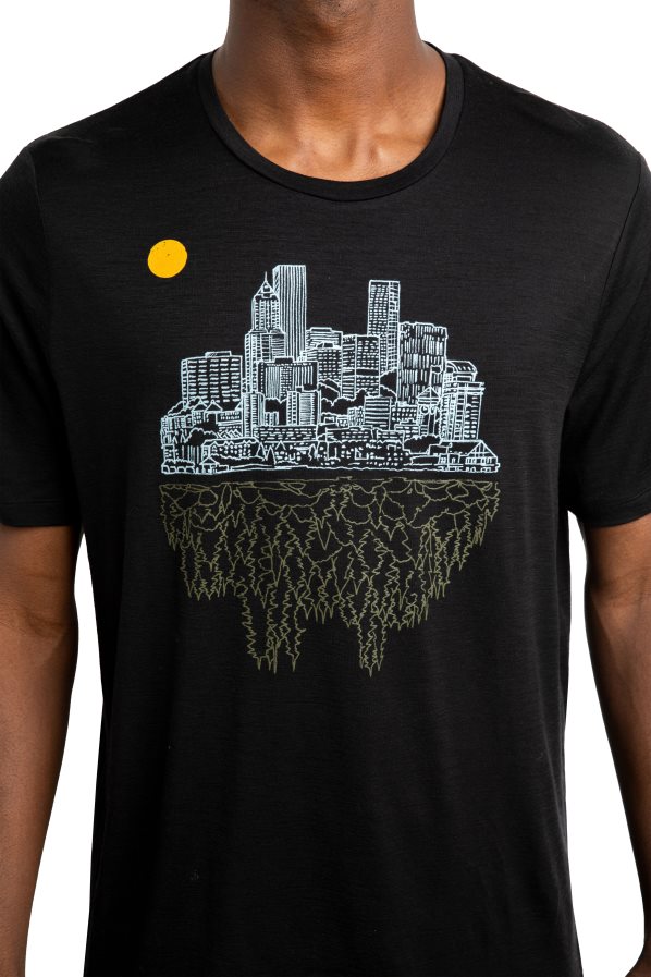 Icebreaker Men Merino Tech Lite II Short Sleeve T-Shirt Local Tee Portland Z04NXR486 Clothing Black - Image 2