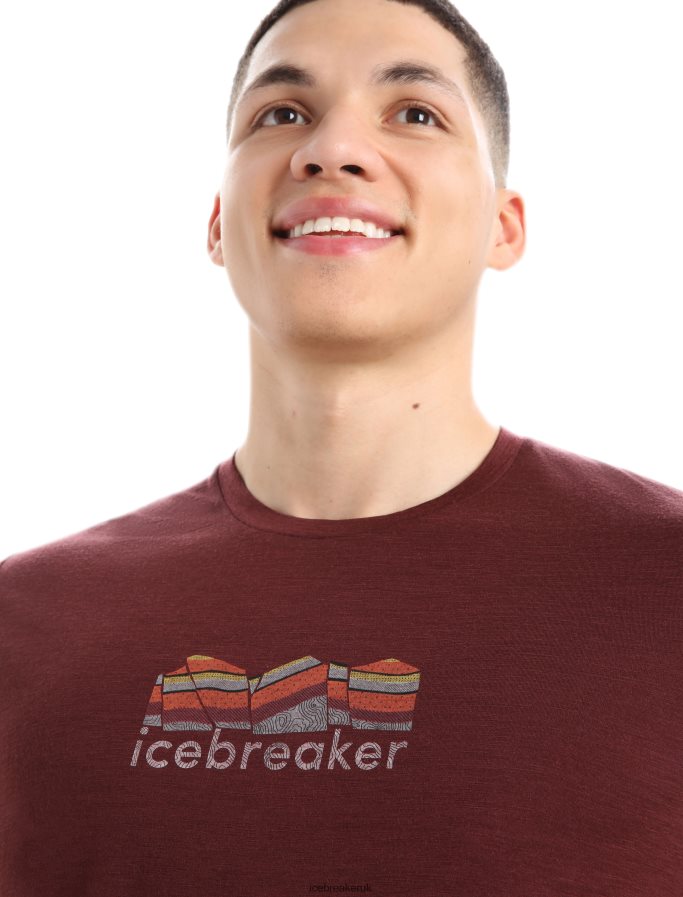 Icebreaker Men Merino Tech Lite II Short Sleeve T-Shirt Mountain Geology Z04NXR382 Clothing Espresso - Image 4