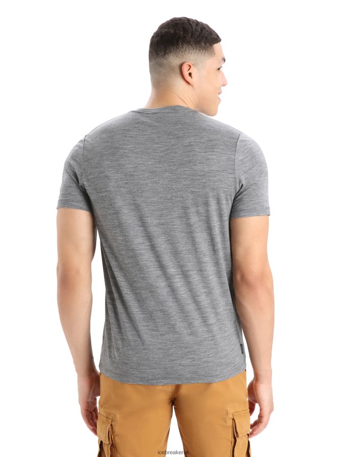Icebreaker Men Merino Tech Lite II Short Sleeve T-Shirt Mountain Geology Z04NXR383 Clothing Gritstone Heather - Image 2