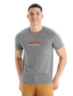 Icebreaker Men Merino Tech Lite II Short Sleeve T-Shirt Mountain Geology Z04NXR383 Clothing Gritstone Heather