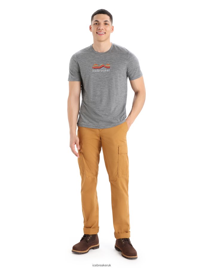 Icebreaker Men Merino Tech Lite II Short Sleeve T-Shirt Mountain Geology Z04NXR383 Clothing Gritstone Heather - Image 3