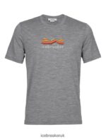 Icebreaker Men Merino Tech Lite II Short Sleeve T-Shirt Mountain Geology Z04NXR383 Clothing Gritstone Heather - Image 5