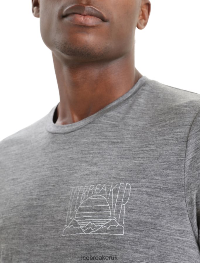 Icebreaker Men Merino Tech Lite II Short Sleeve T-Shirt Mountain Sunset Z04NXR83 Clothing Gritstone Heather - Image 4