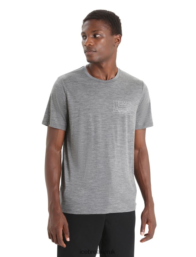 Icebreaker Men Merino Tech Lite II Short Sleeve T-Shirt Mountain Sunset Z04NXR83 Clothing Gritstone Heather - Image 1