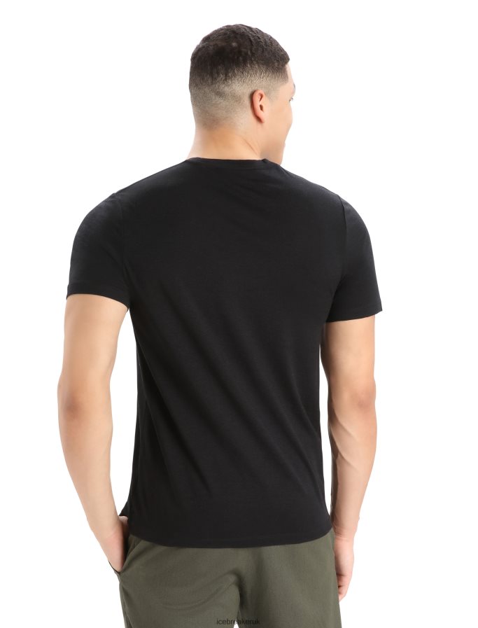 Icebreaker Men Merino Tech Lite II Short Sleeve T-Shirt Natural Alps Z04NXR367 Clothing Black - Image 2