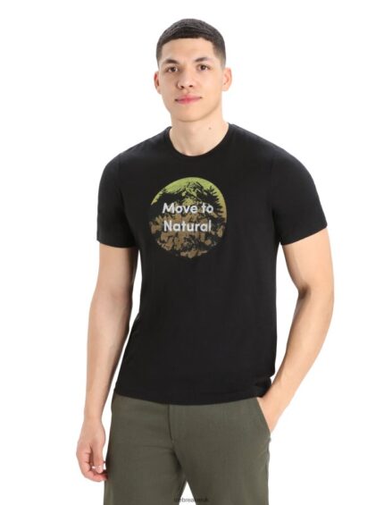 Icebreaker Men Merino Tech Lite II Short Sleeve T-Shirt Natural Alps Z04NXR367 Clothing Black