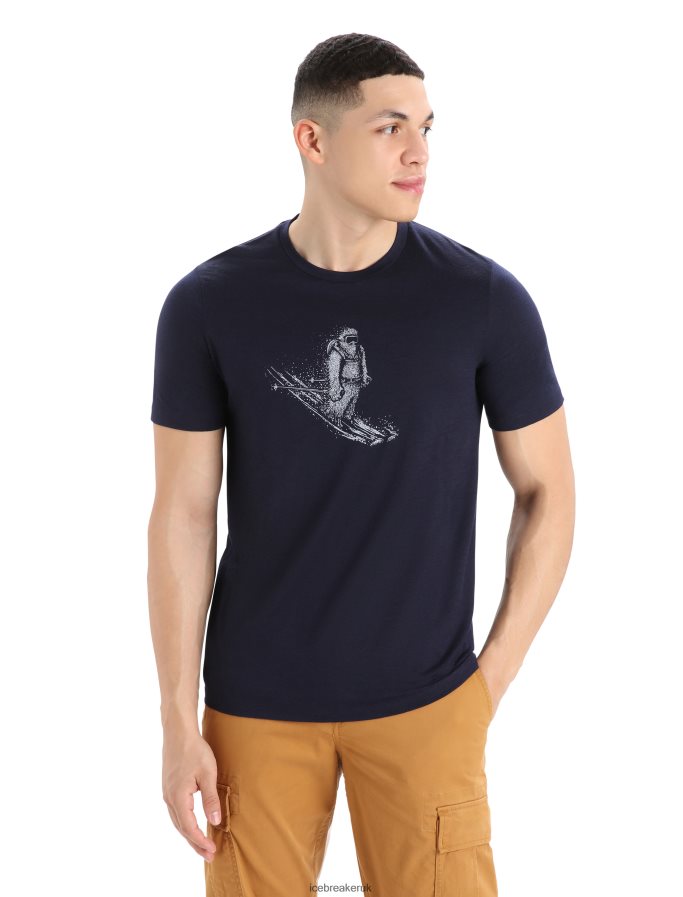 Icebreaker Men Merino Tech Lite II Short Sleeve T-Shirt Skiing Yeti Z04NXR73 Clothing Midnight Navy - Image 1