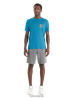 Icebreaker Men Merino Tech Lite II Short Sleeve T-Shirt Spring Glow Z04NXR45 Clothing Geo Blue - Image 3