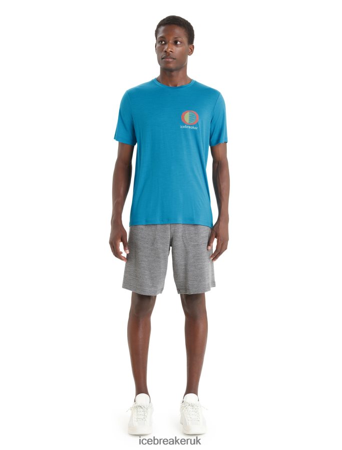 Icebreaker Men Merino Tech Lite II Short Sleeve T-Shirt Spring Glow Z04NXR45 Clothing Geo Blue - Image 3