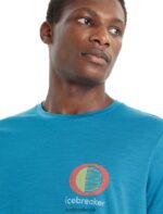 Icebreaker Men Merino Tech Lite II Short Sleeve T-Shirt Spring Glow Z04NXR45 Clothing Geo Blue - Image 4