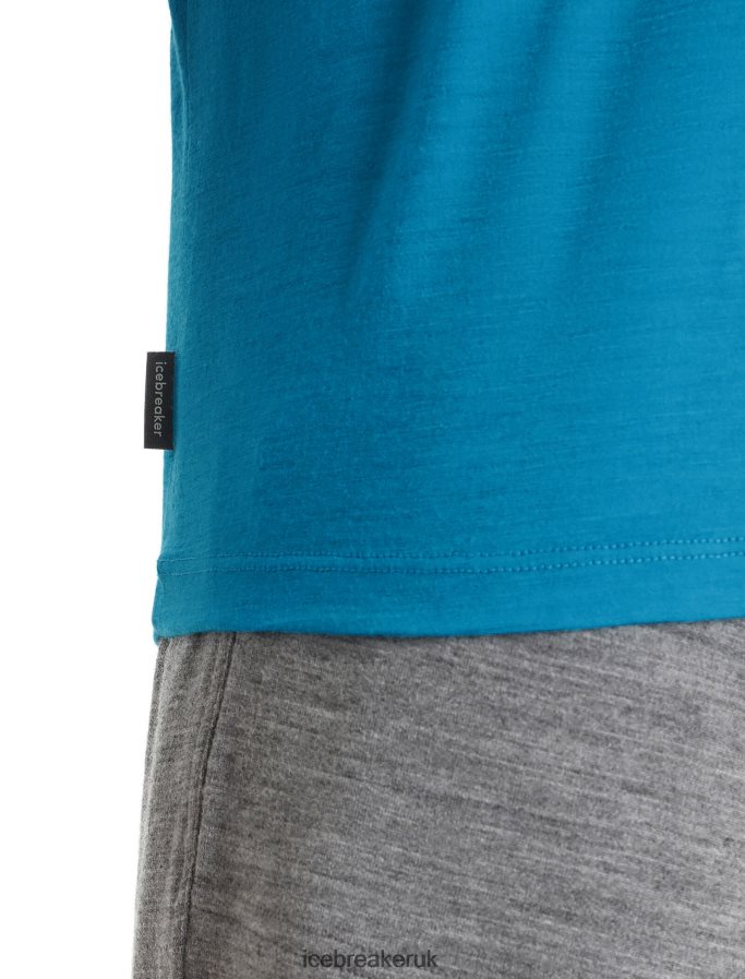 Icebreaker Men Merino Tech Lite II Short Sleeve T-Shirt Spring Glow Z04NXR45 Clothing Geo Blue - Image 5