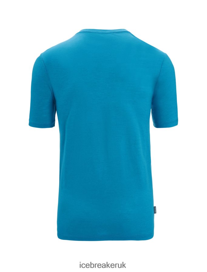 Icebreaker Men Merino Tech Lite II Short Sleeve T-Shirt Spring Glow Z04NXR45 Clothing Geo Blue - Image 7