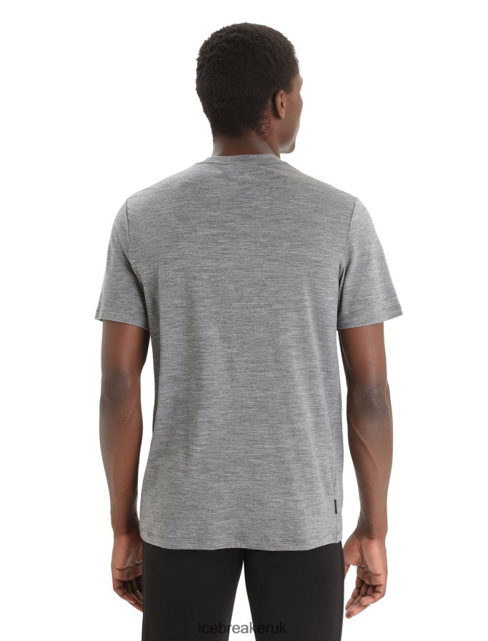 Icebreaker Men Merino Tech Lite II Short Sleeve T-Shirt Spring Glow Z04NXR46 Clothing Gritstone Heather - Image 2