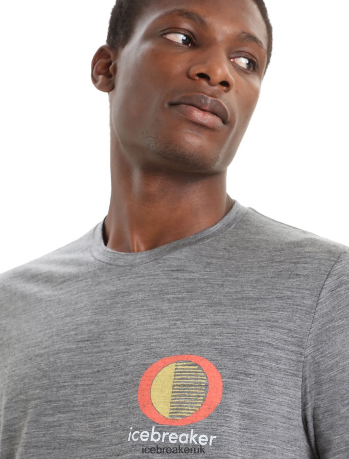 Icebreaker Men Merino Tech Lite II Short Sleeve T-Shirt Spring Glow Z04NXR46 Clothing Gritstone Heather - Image 4