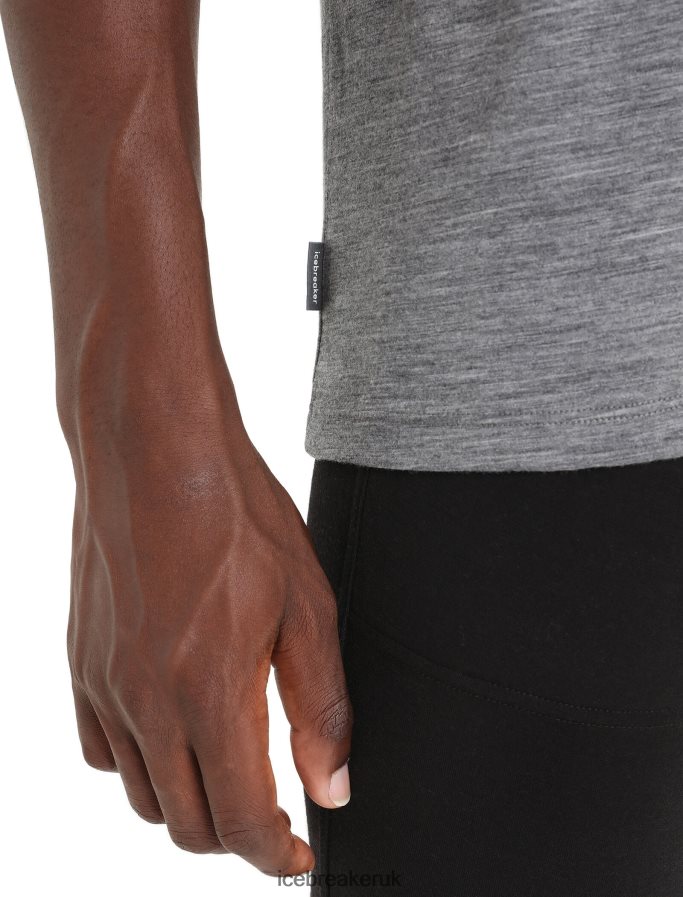 Icebreaker Men Merino Tech Lite II Short Sleeve T-Shirt Spring Glow Z04NXR46 Clothing Gritstone Heather - Image 5
