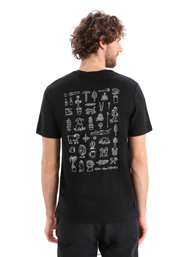 Icebreaker Men Merino Tech Lite II Short Sleeve T-Shirt Story Z04NXR380 Clothing Black - Image 1
