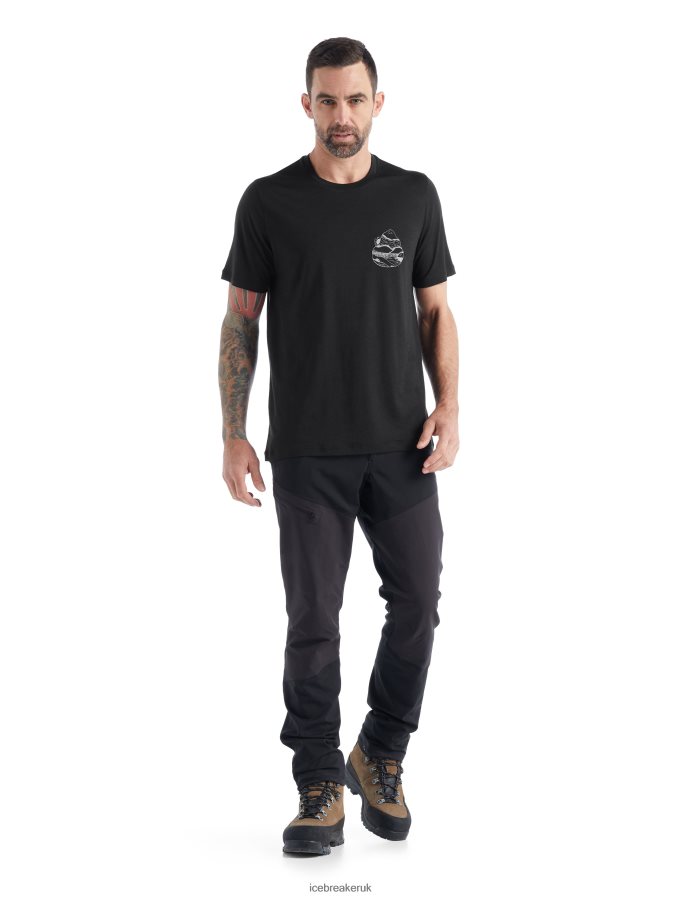Icebreaker Men Merino Tech Lite II Short Sleeve T-Shirt Sunrise Ridge Z04NXR482 Clothing Black - Image 3