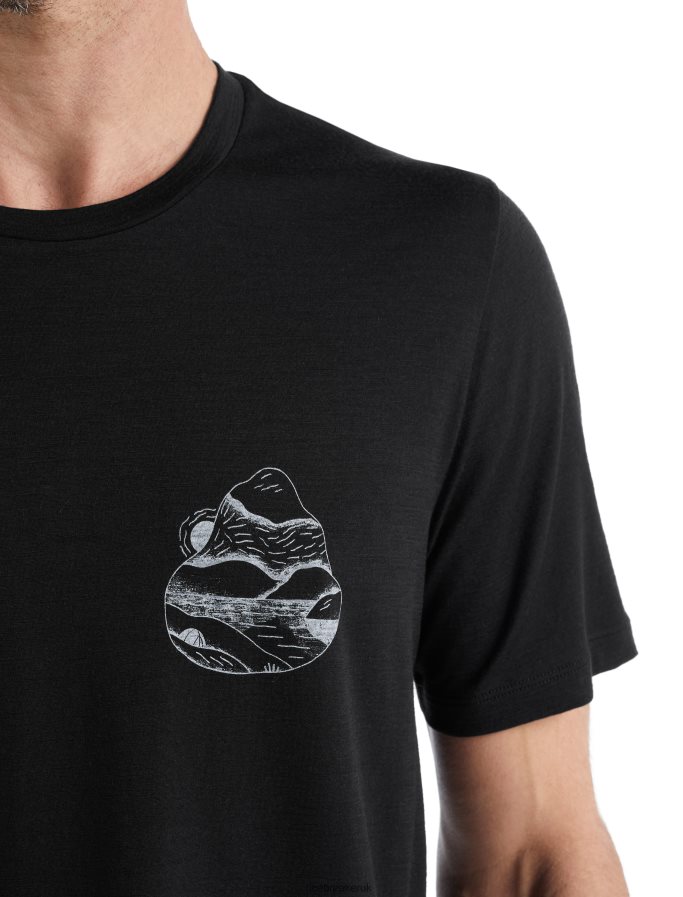 Icebreaker Men Merino Tech Lite II Short Sleeve T-Shirt Sunrise Ridge Z04NXR482 Clothing Black - Image 4