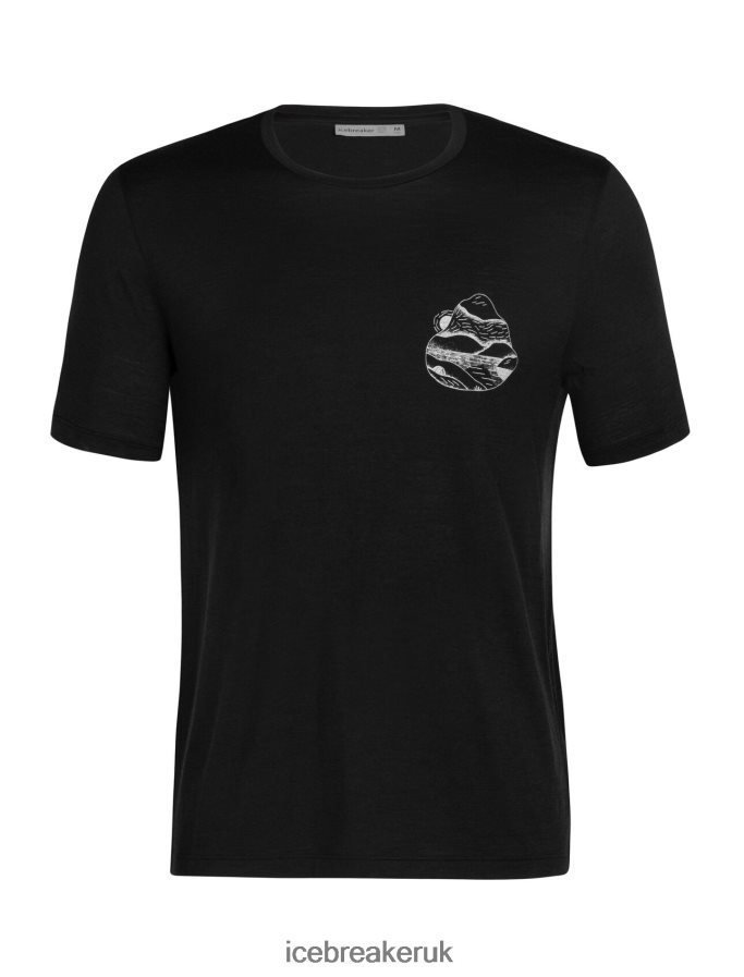 Icebreaker Men Merino Tech Lite II Short Sleeve T-Shirt Sunrise Ridge Z04NXR482 Clothing Black - Image 6