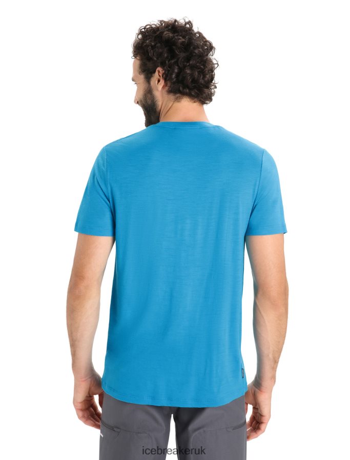 Icebreaker Men Merino Tech Lite II Short Sleeve T-Shirt Trail Hiker Z04NXR37 Clothing Geo Blue - Image 2
