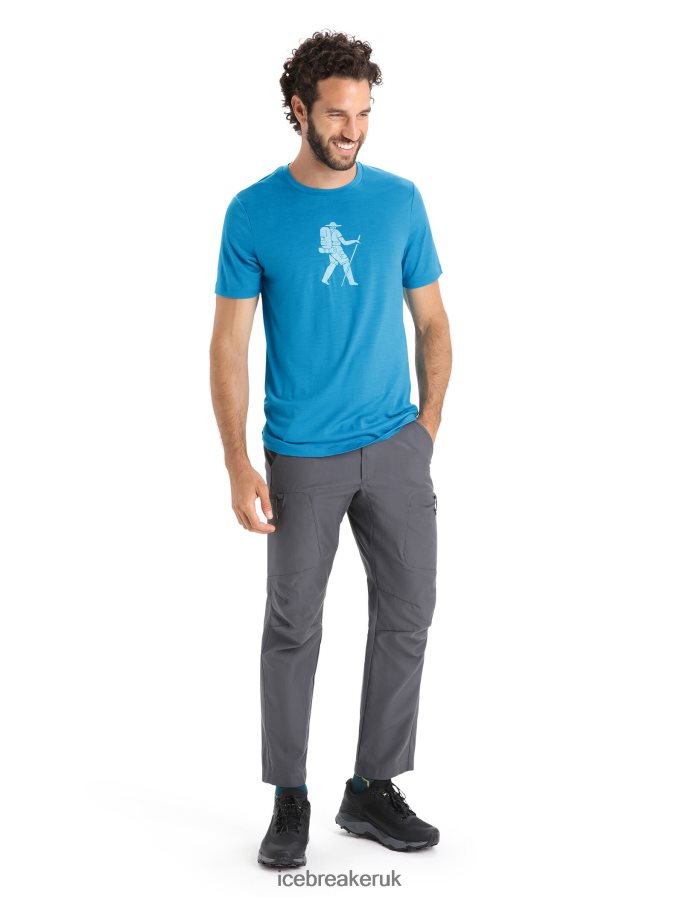 Icebreaker Men Merino Tech Lite II Short Sleeve T-Shirt Trail Hiker Z04NXR37 Clothing Geo Blue - Image 3
