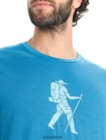 Icebreaker Men Merino Tech Lite II Short Sleeve T-Shirt Trail Hiker Z04NXR37 Clothing Geo Blue - Image 4