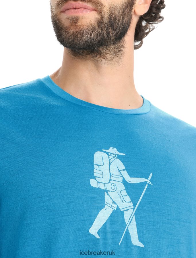 Icebreaker Men Merino Tech Lite II Short Sleeve T-Shirt Trail Hiker Z04NXR37 Clothing Geo Blue - Image 4