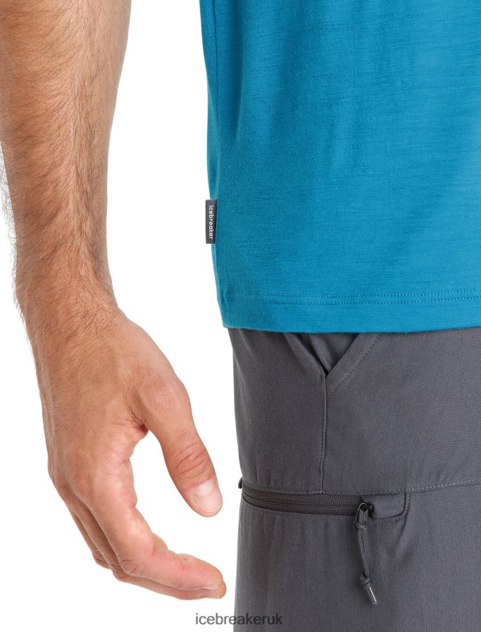 Icebreaker Men Merino Tech Lite II Short Sleeve T-Shirt Trail Hiker Z04NXR37 Clothing Geo Blue - Image 5