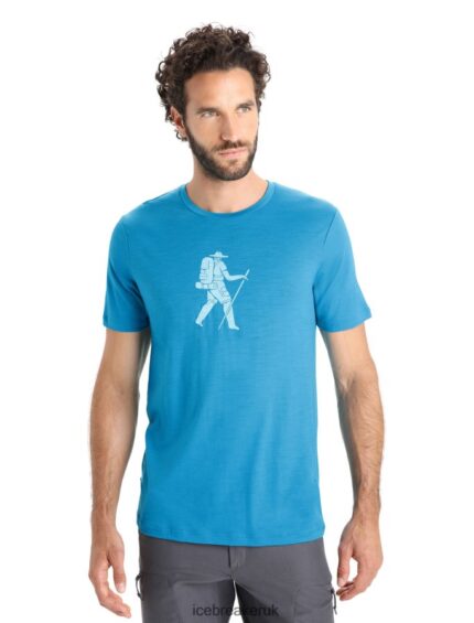 Icebreaker Men Merino Tech Lite II Short Sleeve T-Shirt Trail Hiker Z04NXR37 Clothing Geo Blue