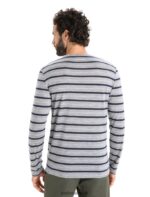 Icebreaker Men Merino Wave Long Sleeve Stripe T-Shirt Z04NXR196 Clothing Metro Heather/Midnight Navy - Image 2