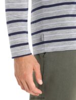 Icebreaker Men Merino Wave Long Sleeve Stripe T-Shirt Z04NXR196 Clothing Metro Heather/Midnight Navy - Image 4