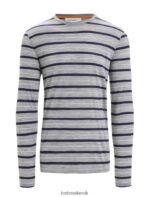 Icebreaker Men Merino Wave Long Sleeve Stripe T-Shirt Z04NXR196 Clothing Metro Heather/Midnight Navy - Image 5