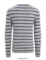 Icebreaker Men Merino Wave Long Sleeve Stripe T-Shirt Z04NXR196 Clothing Metro Heather/Midnight Navy - Image 6
