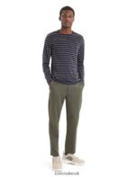Icebreaker Men Merino Wave Long Sleeve Stripe T-Shirt Z04NXR197 Clothing Midnight Navy/Loden - Image 3