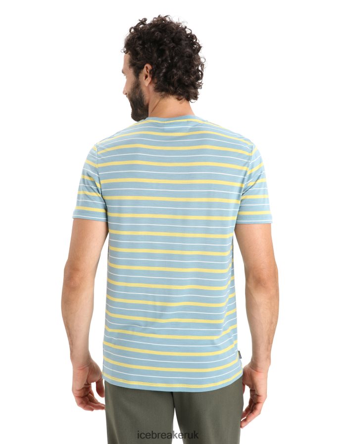 Icebreaker Men Merino Wave Short Sleeve Stripe T-Shirt Z04NXR19 Clothing Astral Blue/Summer - Image 2