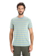 Icebreaker Men Merino Wave Short Sleeve Stripe T-Shirt Z04NXR19 Clothing Astral Blue/Summer